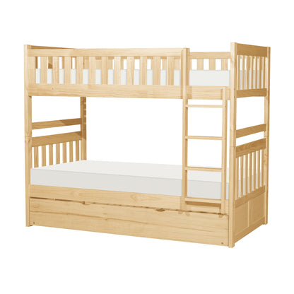 Homelegance Bartly Twin Twin Bunk Bed with Twin Trundle Natural Pine B2043-1-R