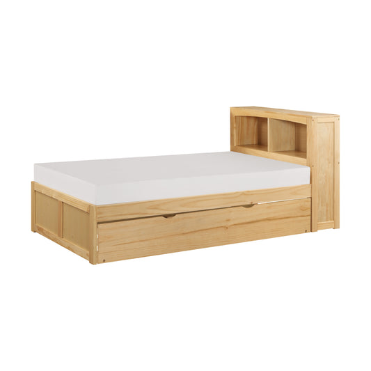 Homelegance Bartly Twin Bookcase Bed with Twin Trundle Natural Pine B2043BC-1R