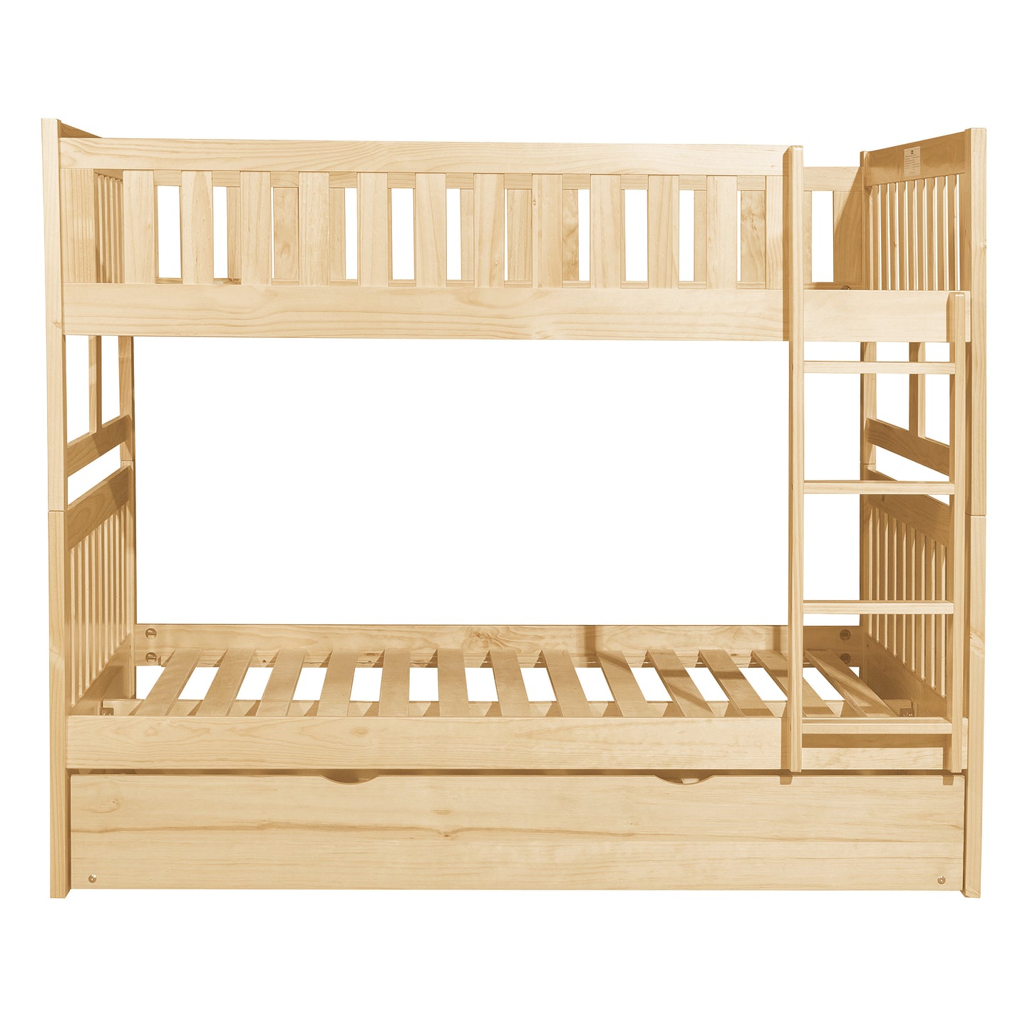 Homelegance Bartly Full/Full Bunk Bed with Twin Trundle Natural Pine Finish B2043FF-1-R