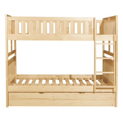 Homelegance Bartly Full/Full Bunk Bed with Twin Trundle Natural Pine Finish B2043FF-1-R