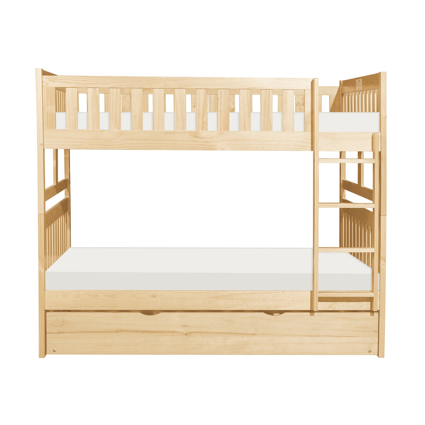 Homelegance Bartly Full/Full Bunk Bed with Twin Trundle Natural Pine Finish B2043FF-1-R