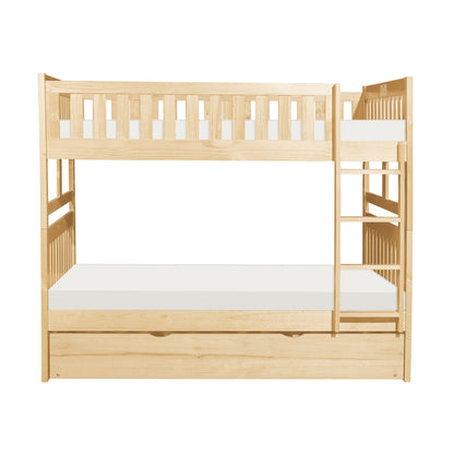 Homelegance Bartly Full/Full Bunk Bed with Twin Trundle Natural Pine Finish B2043FF-1-R