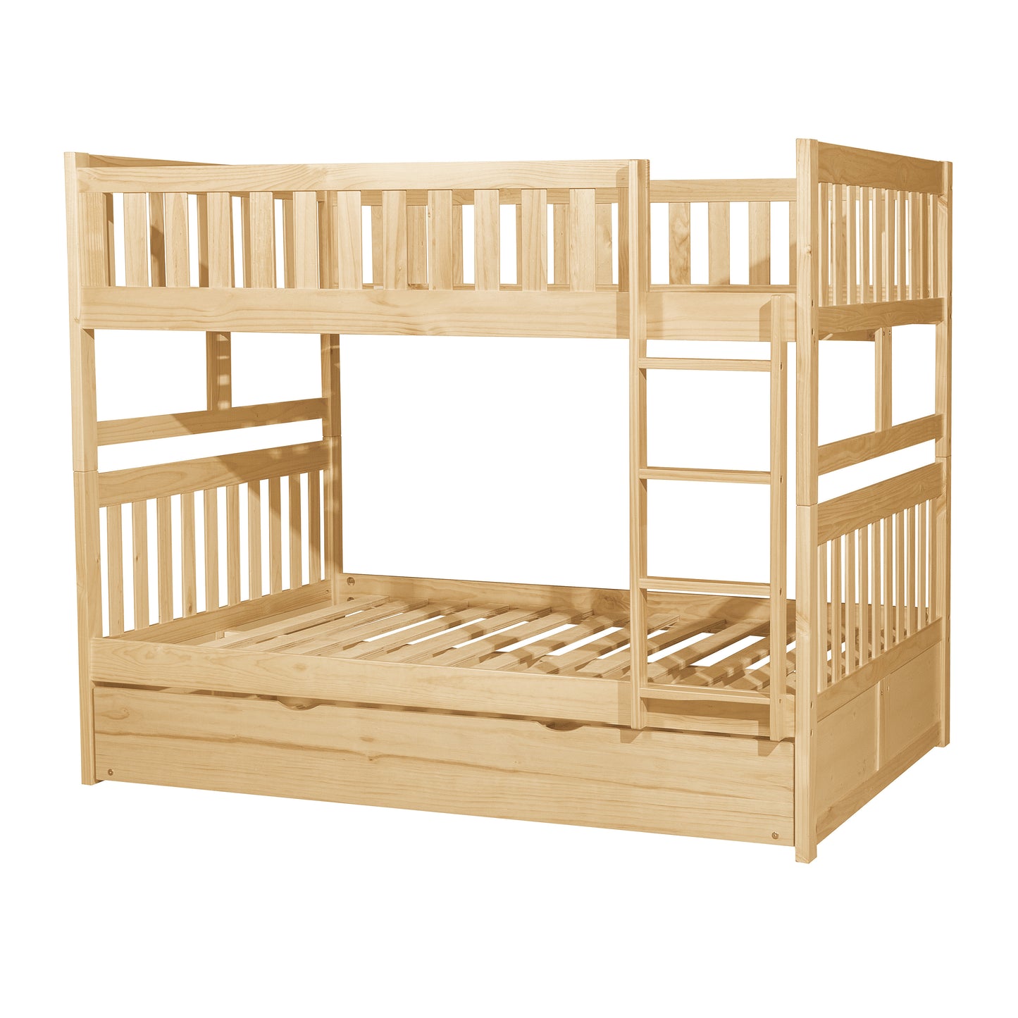 Homelegance Bartly Full/Full Bunk Bed with Twin Trundle Natural Pine Finish B2043FF-1-R