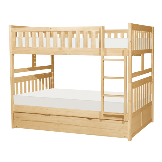 Homelegance Bartly Full/Full Bunk Bed with Twin Trundle Natural Pine Finish B2043FF-1-R