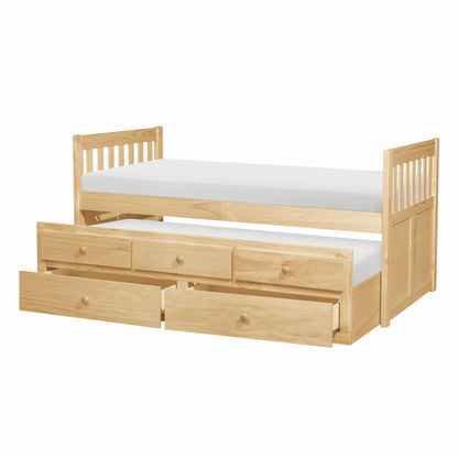 Homelegance Bartly Twin Twin Trundle Bed Natural Pine Finish B2043PR-1