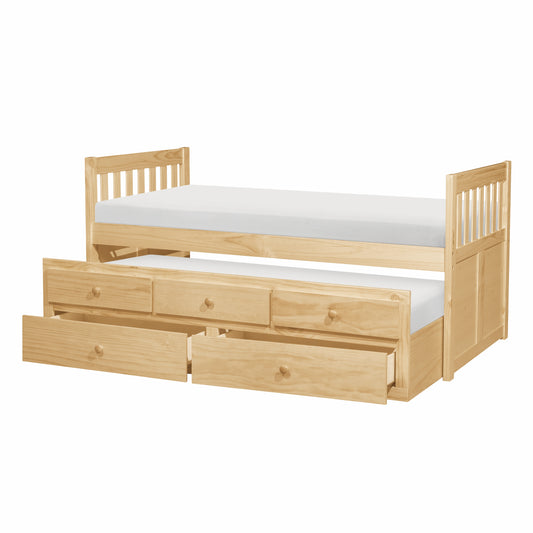 Homelegance Bartly Twin Twin Trundle Bed Natural Pine Finish B2043PR-1
