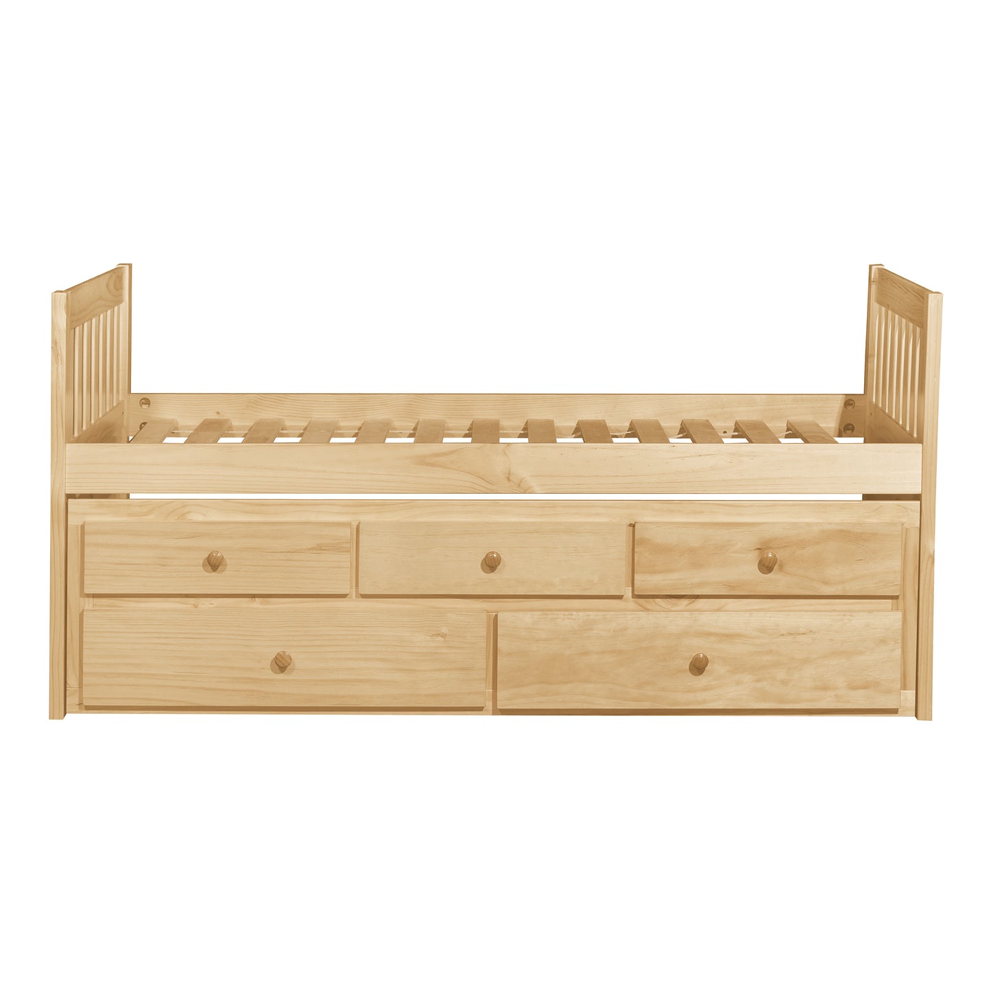 Homelegance Bartly Twin Twin Trundle Bed Natural Pine Finish B2043PR-1
