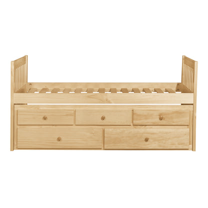 Homelegance Bartly Twin Twin Trundle Bed Natural Pine Finish B2043PR-1
