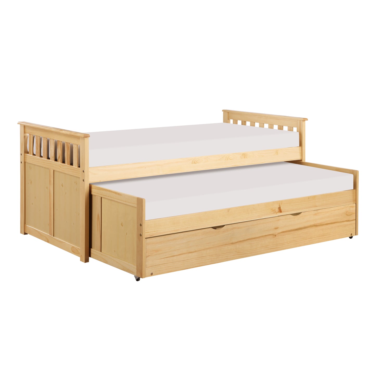 Homelegance Bartly Twin Twin Bed with Twin Trundle Natural Pine Finish B2043RT-1R