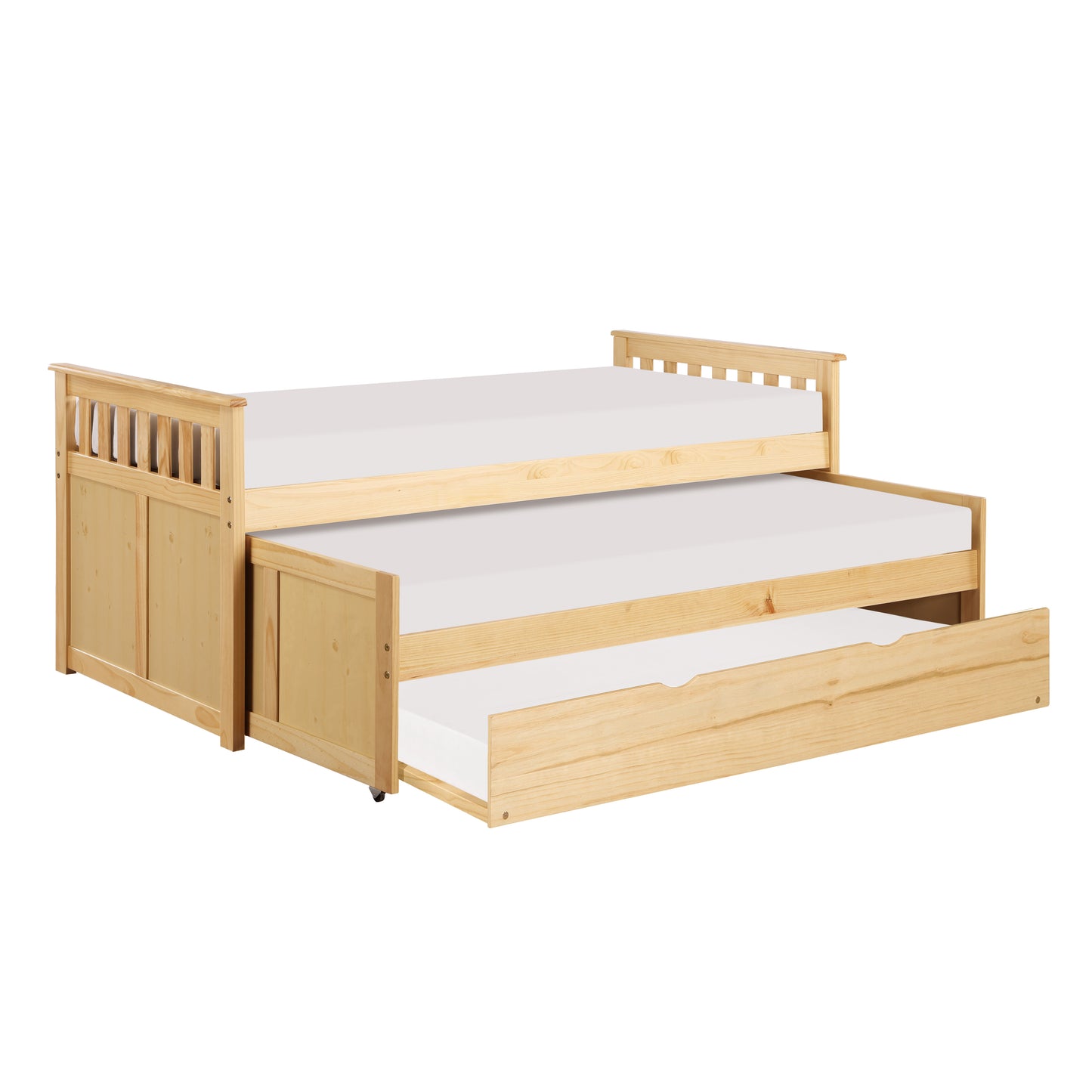 Homelegance Bartly Twin Twin Bed with Twin Trundle Natural Pine Finish B2043RT-1R
