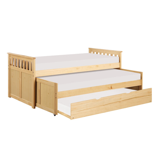Homelegance Bartly Twin Twin Bed with Twin Trundle Natural Pine Finish B2043RT-1R