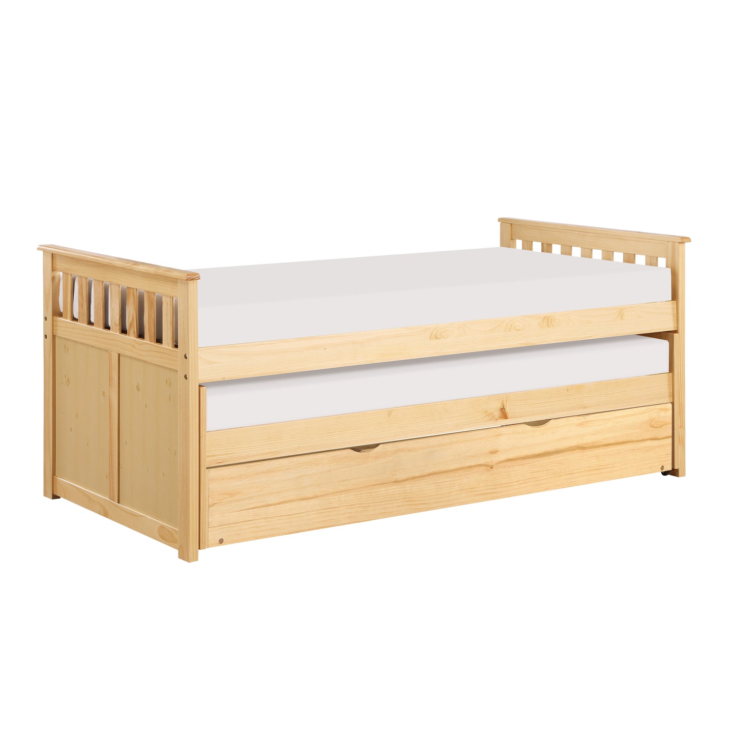 Homelegance Bartly Twin Twin Bed with Twin Trundle Natural Pine Finish B2043RT-1R