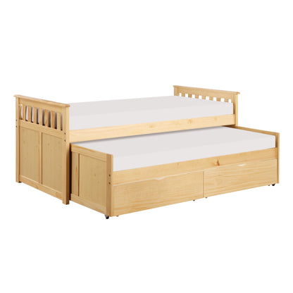 Homelegance Twin Twin Bed with Storage Boxes Natural Pine Finish B2043RT-1T