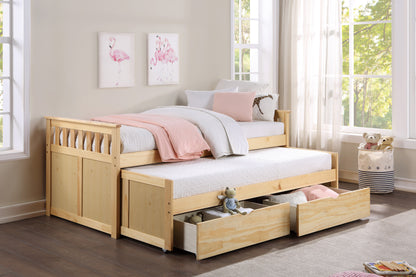 Homelegance Twin Twin Bed with Storage Boxes Natural Pine Finish B2043RT-1T