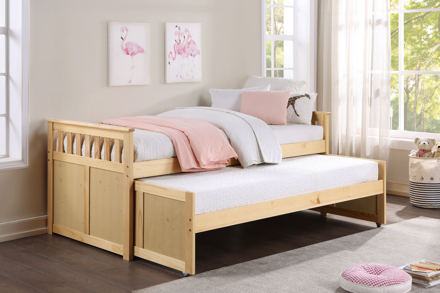 Homelegance Bartly Twin Twin Bed Natural Pine Finish B2043RT-1
