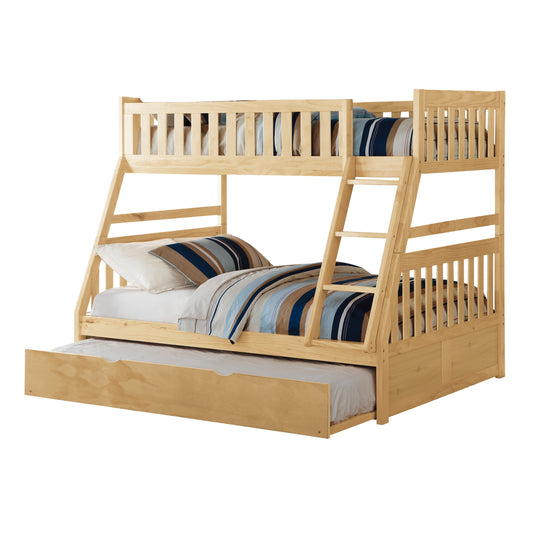 Homelegance Bartly Twin Full Bunk Bed with Twin Trundle Natural Pine B2043TF-1-R