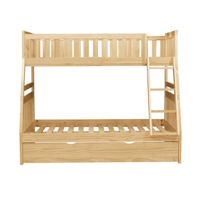 Homelegance Bartly Twin Full Bunk Bed with Twin Trundle Natural Pine B2043TF-1-R