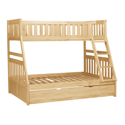 Homelegance Bartly Twin Full Bunk Bed with Twin Trundle Natural Pine B2043TF-1-R