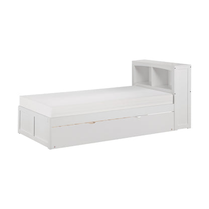 Homelegance Twin Bookcase Bed with Twin Trundle in White B2053BCW-1R