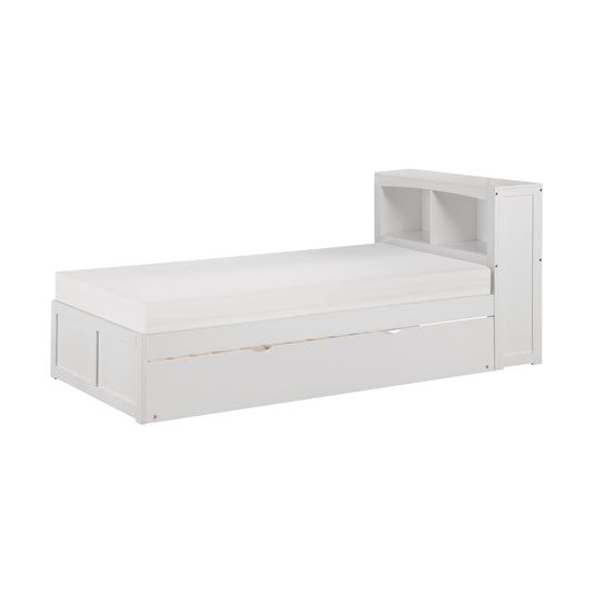 Homelegance Twin Bookcase Bed with Twin Trundle in White B2053BCW-1R