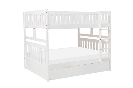 Homelegance Galen Full/Full Bunk Bed with Twin Trundle in White B2053FFW-1-R