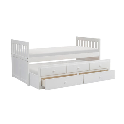 Homelegance Galen Twin Twin Trundle Bed White with Storage Drawers B2053PRW-1