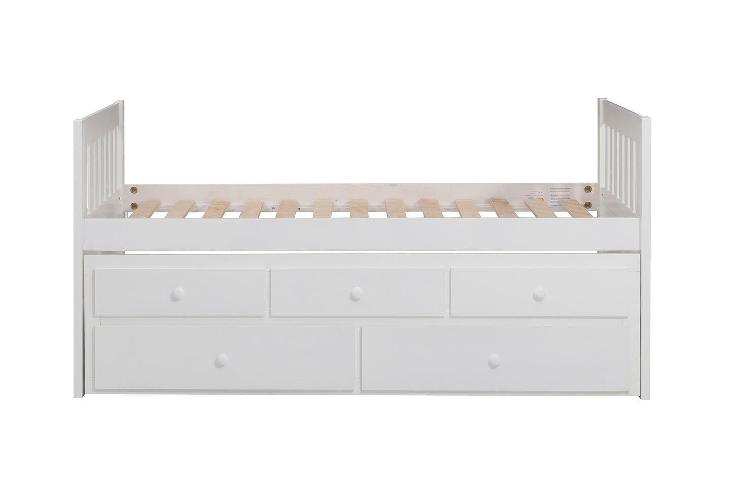 Homelegance Galen Twin Twin Trundle Bed White with Storage Drawers B2053PRW-1