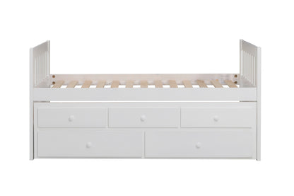 Homelegance Galen Twin Twin Trundle Bed White with Storage Drawers B2053PRW-1