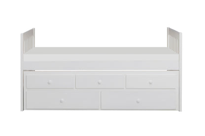 Homelegance Galen Twin Twin Trundle Bed White with Storage Drawers B2053PRW-1