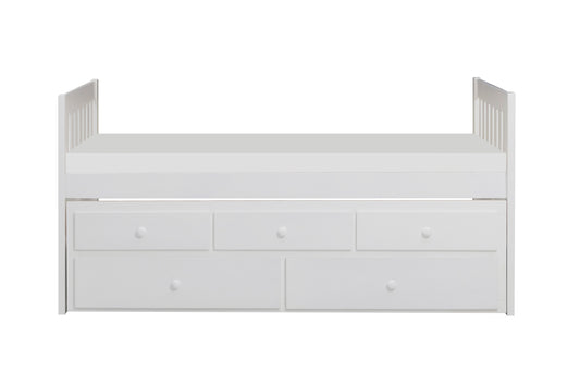 Homelegance Galen Twin Twin Trundle Bed White with Storage Drawers B2053PRW-1