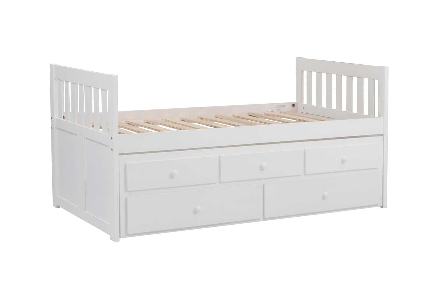 Homelegance Galen Twin Twin Trundle Bed White with Storage Drawers B2053PRW-1