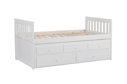 Homelegance Galen Twin Twin Trundle Bed White with Storage Drawers B2053PRW-1