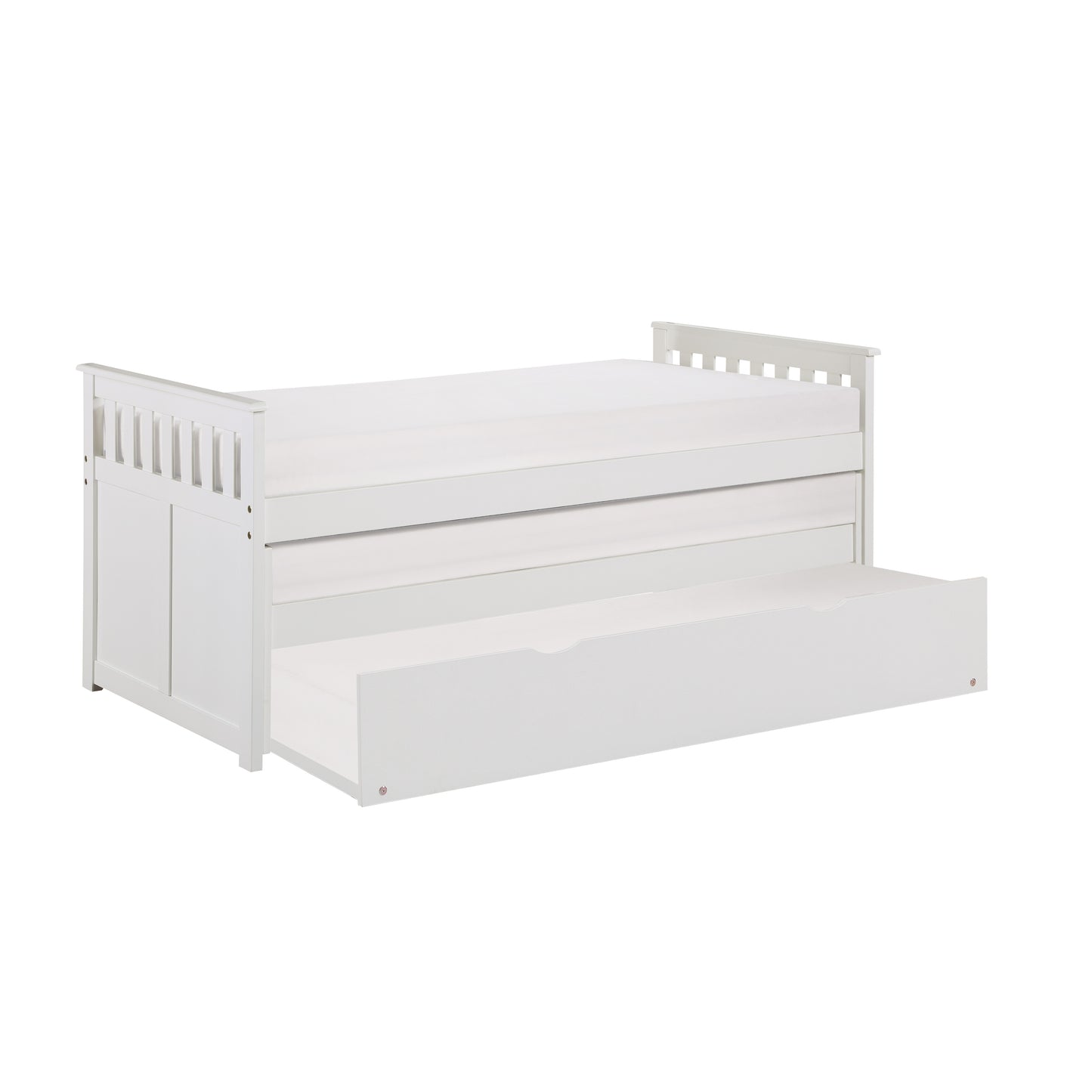 Homelegance Galen Twin Twin Bed with Twin Trundle White B2053RTW-1R