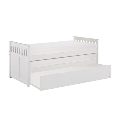 Homelegance Galen Twin Twin Bed with Twin Trundle White B2053RTW-1R
