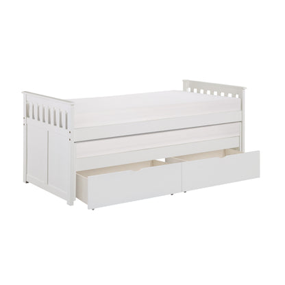 Homelegance Twin Twin Bed with Storage Boxes White Galen B2053RTW-1T