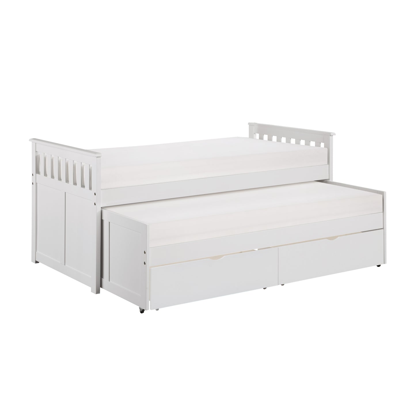 Homelegance Twin Twin Bed with Storage Boxes White Galen B2053RTW-1T
