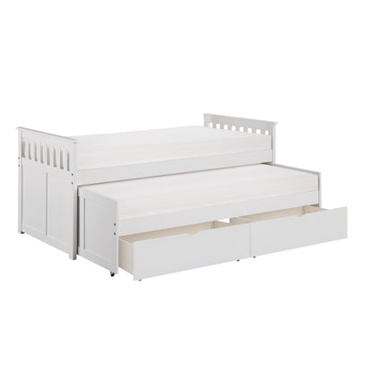 Homelegance Twin Twin Bed with Storage Boxes White Galen B2053RTW-1T
