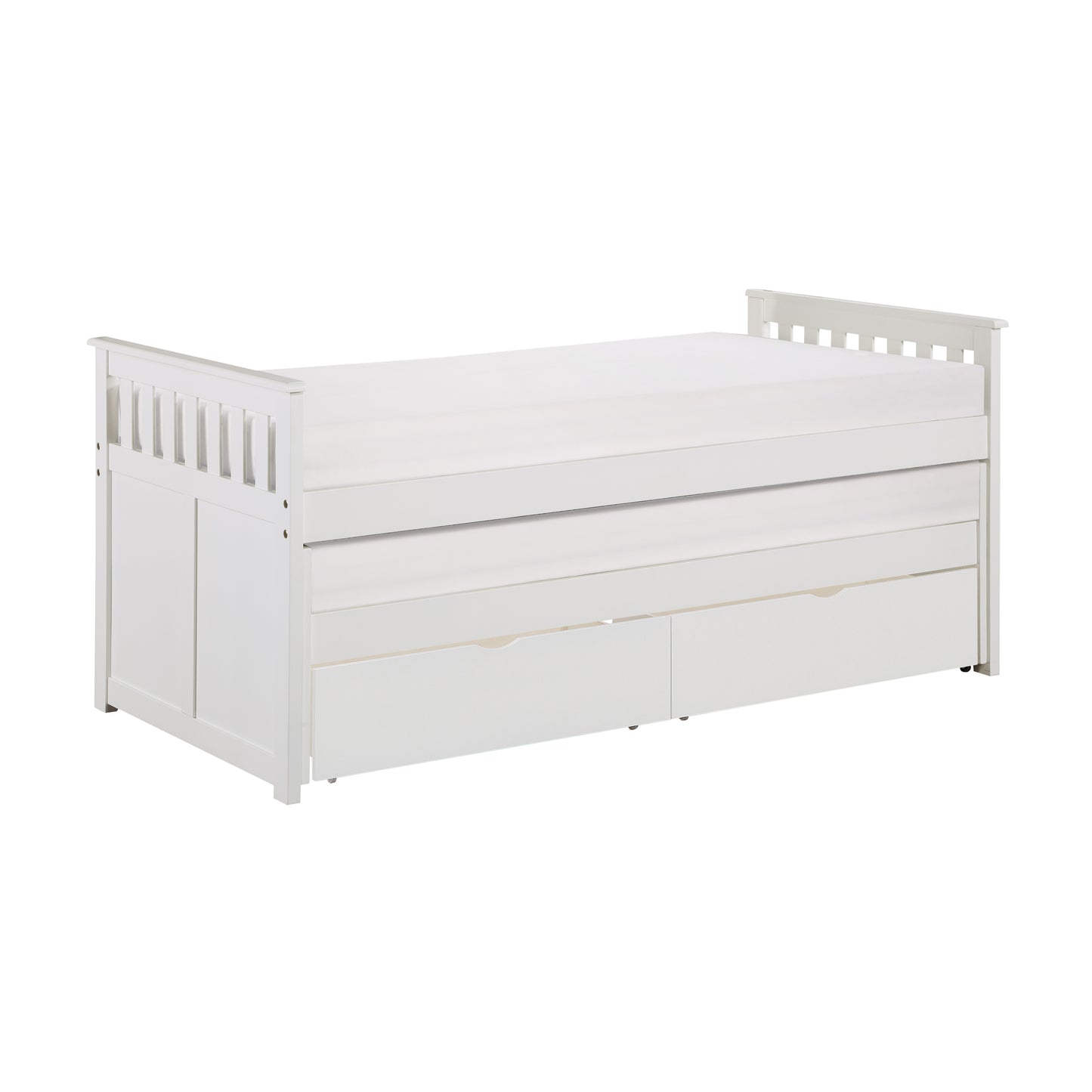 Homelegance Twin Twin Bed with Storage Boxes White Galen B2053RTW-1T
