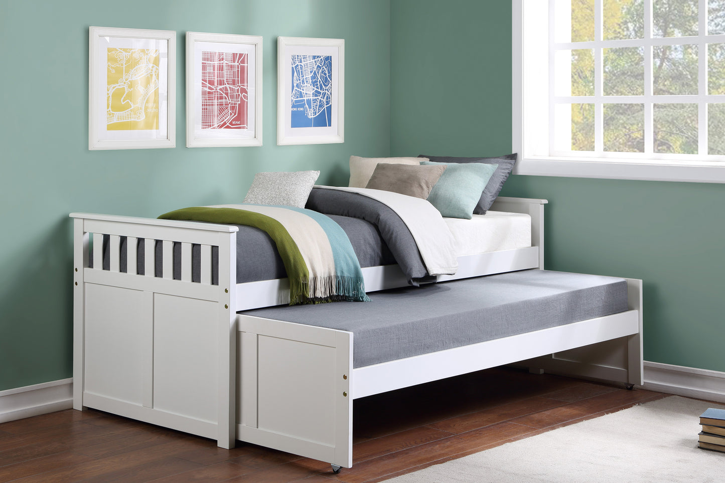 Homelegance Galen Twin Over Twin Bed White B2053RTW-1
