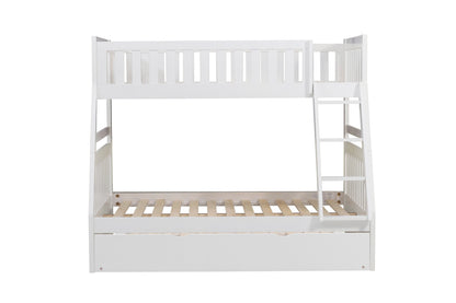 Homelegance Twin Full Bunk Bed with Twin Trundle in Chic White B2053TFW-1-R