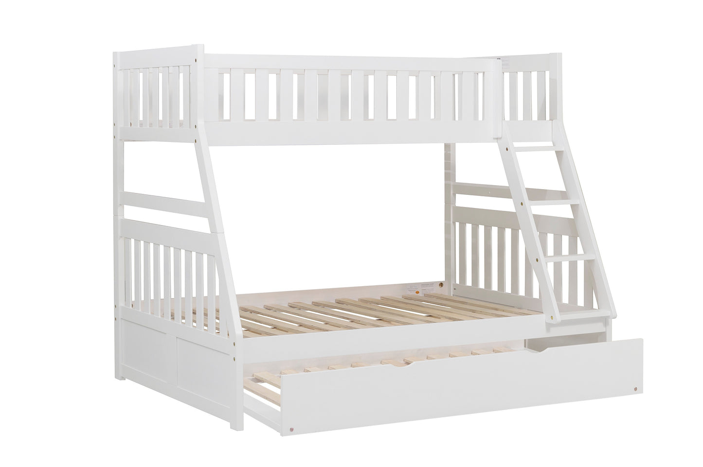 Homelegance Twin Full Bunk Bed with Twin Trundle in Chic White B2053TFW-1-R