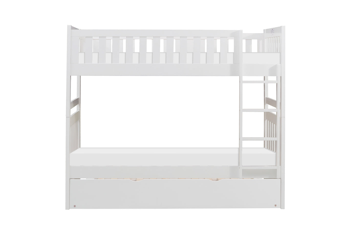 Homelegance Galen Twin Twin Bunk Bed with Twin Trundle White B2053W-1-R