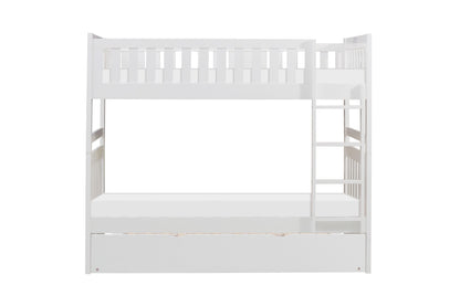 Homelegance Galen Twin Twin Bunk Bed with Twin Trundle White B2053W-1-R