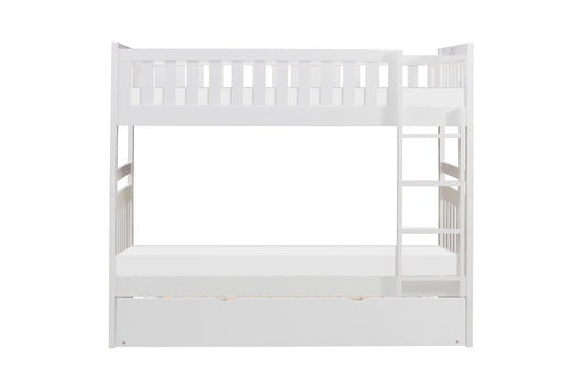 Homelegance Galen Twin Twin Bunk Bed with Twin Trundle White B2053W-1-R
