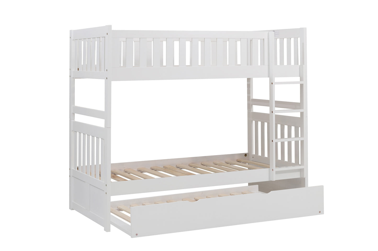 Homelegance Galen Twin Twin Bunk Bed with Twin Trundle White B2053W-1-R