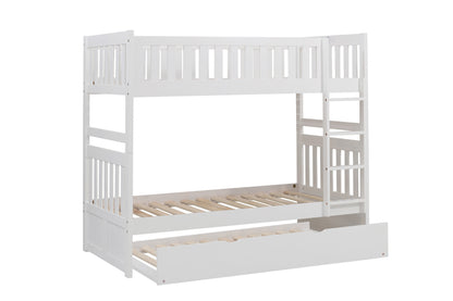 Homelegance Galen Twin Twin Bunk Bed with Twin Trundle White B2053W-1-R