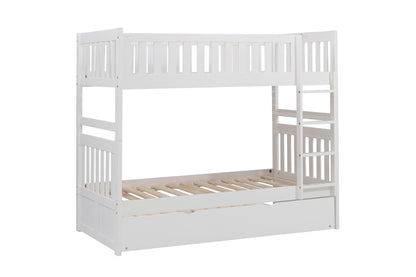 Homelegance Galen Twin Twin Bunk Bed with Twin Trundle White B2053W-1-R