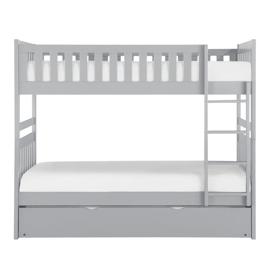 Homelegance Orion Twin Twin Bunk Bed with Twin Trundle Gray B2063-1-R