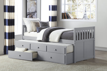 Homelegance Orion Twin Twin Trundle Bed Gray with Storage Drawers B2063PR-1