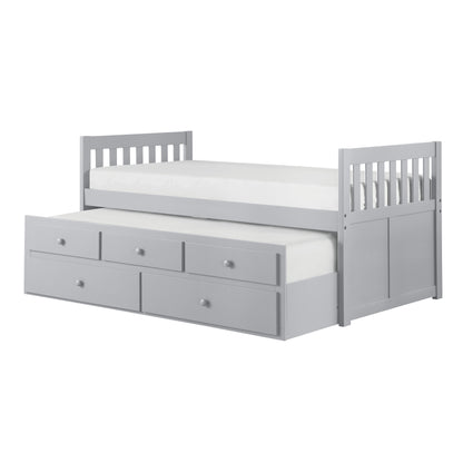 Homelegance Orion Twin Twin Trundle Bed Gray with Storage Drawers B2063PR-1